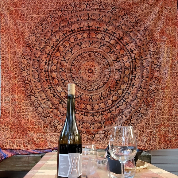 Orange Black Mandala Tapestry Fall Autumn Sunset - Picture 2 of 6